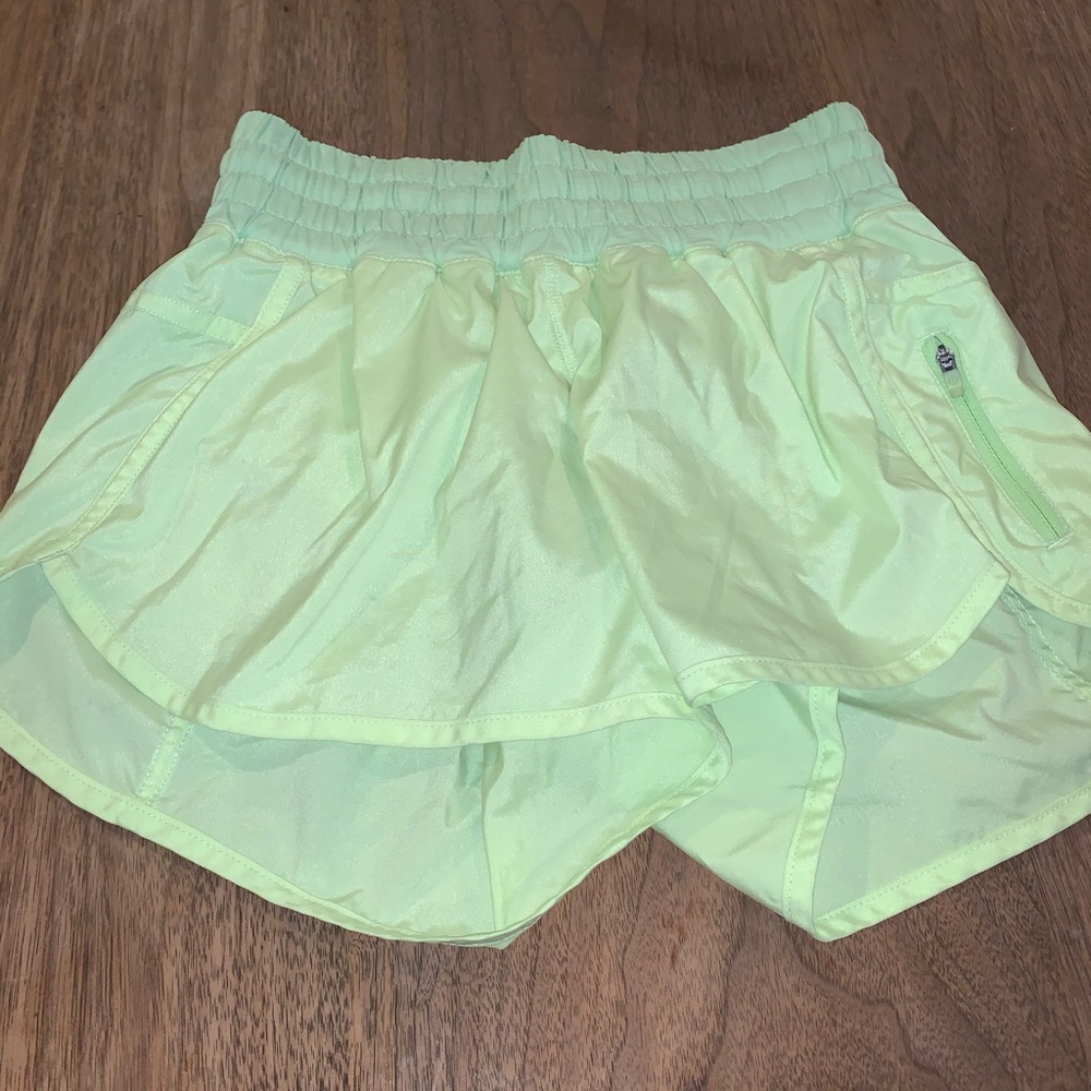 Neon green lululemon tracker short IV size 8